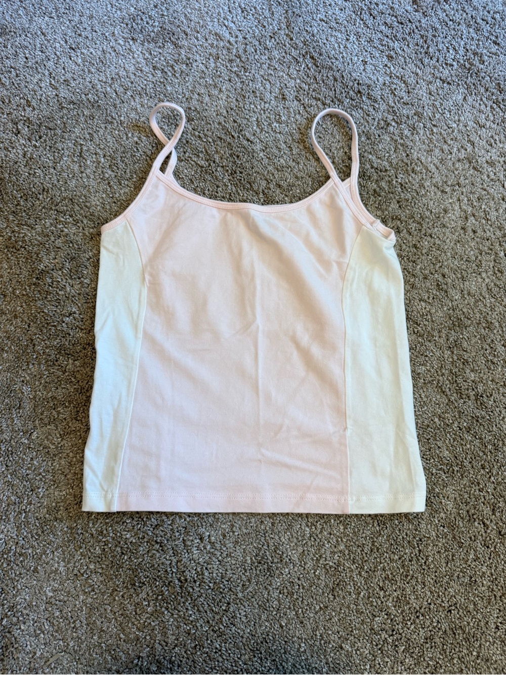 Brandy Melville Pink & Cream Colorblock Spaghetti Strap Tank